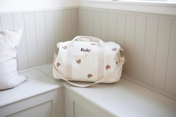 Maternity Labour Hospital Essentials Bag - Multi-Purpose Baby Changing & Pram Bag - Neutral Teddy Bear Print, Gender Neutral - Image 5