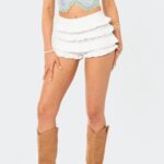 Women Knit Shorts, Elastic Waist Layered Slim Fit Summer Shorts Casual Short Daily Lolita Shorts - Image 2