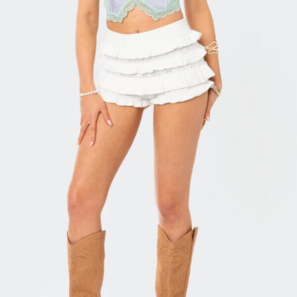 Women Knit Shorts, Elastic Waist Layered Slim Fit Summer Shorts Casual Short Daily Lolita Shorts - Image 2