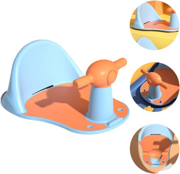 Kisangel Baby Bathtub Seat Baby Bathtub for Newborn Lightweight and Easy to Store Silent Blue Infant Shower Seat Backrest Support - Image 6
