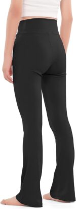 Witwot Girls Flared Leggings V Cross High Waisted Yoga Pants Kids Athletic Pants with Pocket - Image 2
