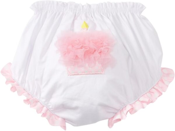 Mud Pie Baby Birthday Pink And White Decorated Cotton Bloomers, Cupcake 0-6 Months - Image 2