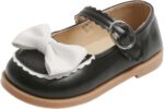 Baby Girls Mary Jane Shoes Toddler Kids School Shoes Flat Dress Leather Shoes First Walking Shoes with Bowknot Soft Sole Loafers Moccasin Anti-Slip Princess Wedding Shoes,1-7 Years