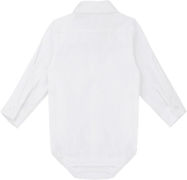 Freebily Baby Boys White Long Sleeve Bodysuit Shirt Romper Formal Suit Gentleman Outfit - Image 2