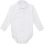 Freebily Baby Boys White Long Sleeve Bodysuit Shirt Romper Formal Suit Gentleman Outfit