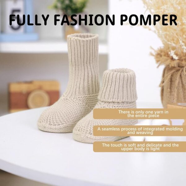 LAWKUL Baby Booties Newborn Babe First Walkers Non-Slip Stay On Boots Crib Shoes Sock Warm Knit Booties for Infant - Image 3