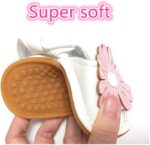 FANSU Summer Baby Sandals, Simple Fower Style Comfortable Toddler Princess Infant Baby Sandals Newborn Shoes for 0-18 Months Anti-Slip Soft Sole Velcro First Walking Shoes (11cm / 3-6 month,Gold) - Image 5