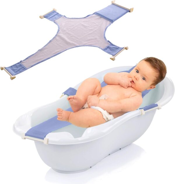 Coo11 Baby Bath Seat Support Pad, Adjustable Net for Bathtub, Non-Slip Universal Bath Seat Cushion Baby Accessories, Safety Four-Pointed Buckle Floating Bathing for Newborn (Blue) - Image 6