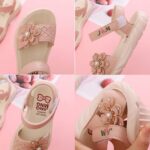 MINBEI Girls Sandals Toddler Little Girls Sandals with Pearls Flower Summer Breathable Leather Shoes - Image 7