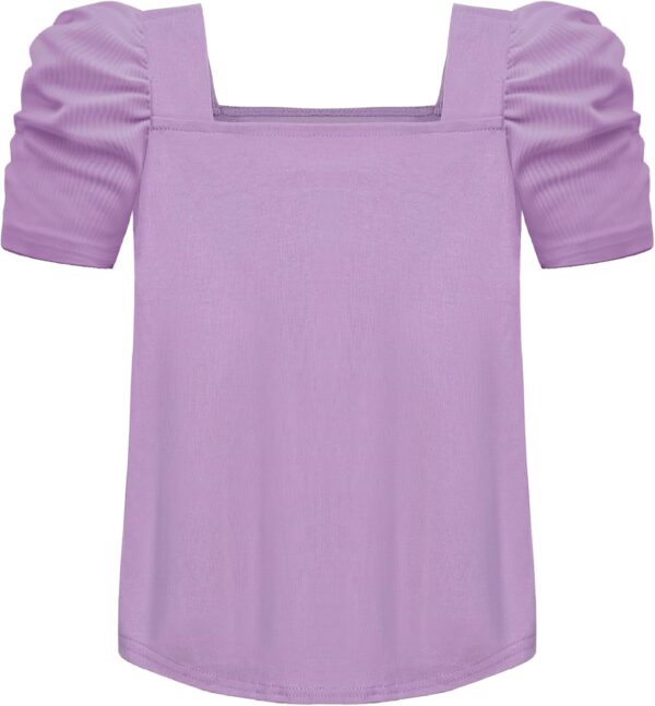 Arshiner Girls Clothing Sets Kids Fashion T-shirts with Trousers Set Puff Sleeves Top with Printed Trousers Set Summer Casual Outfits for Girls 5-14 Years - Image 6