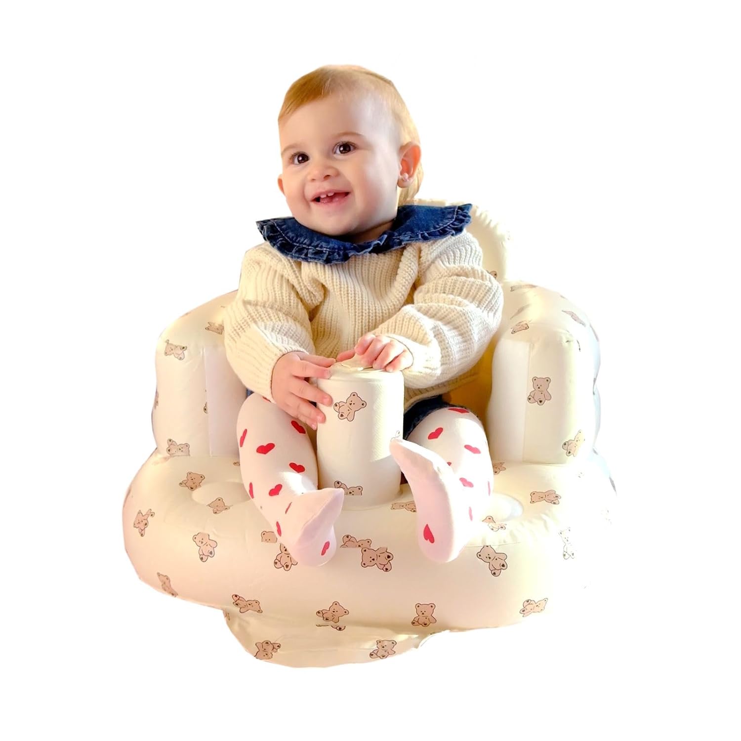 61-FMbGH6ZL._SL1500_.jpg Inflatable Baby Seat - Baby Chairs for Sitting Up 3 Months & Up, Blow Up Baby Chair, Sit Me Up Floor Seat for Baby, Support Seat for Sitting Up, Built in Air Pump Baby Seats for Kids - Image 1