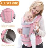 SONARIN 3 in 1 Multifunction Hipseat Baby Carrier,Front and Back,100% Cotton,Ergonomic,Easy Mom,Adapted to Your Child's Growing(Pink) - Image 2