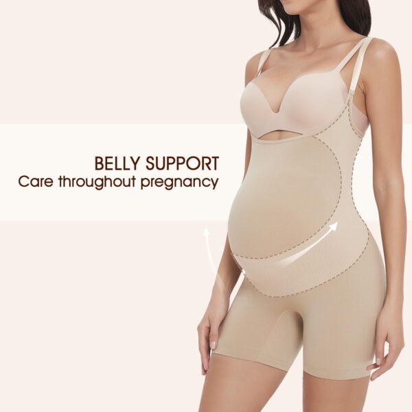 Women's Maternity Bodysuit Pregnancy Shapewear Shorts Bustless Sleeveless Tank Top Belly Support Rib Romper Jumpsuit - Image 4
