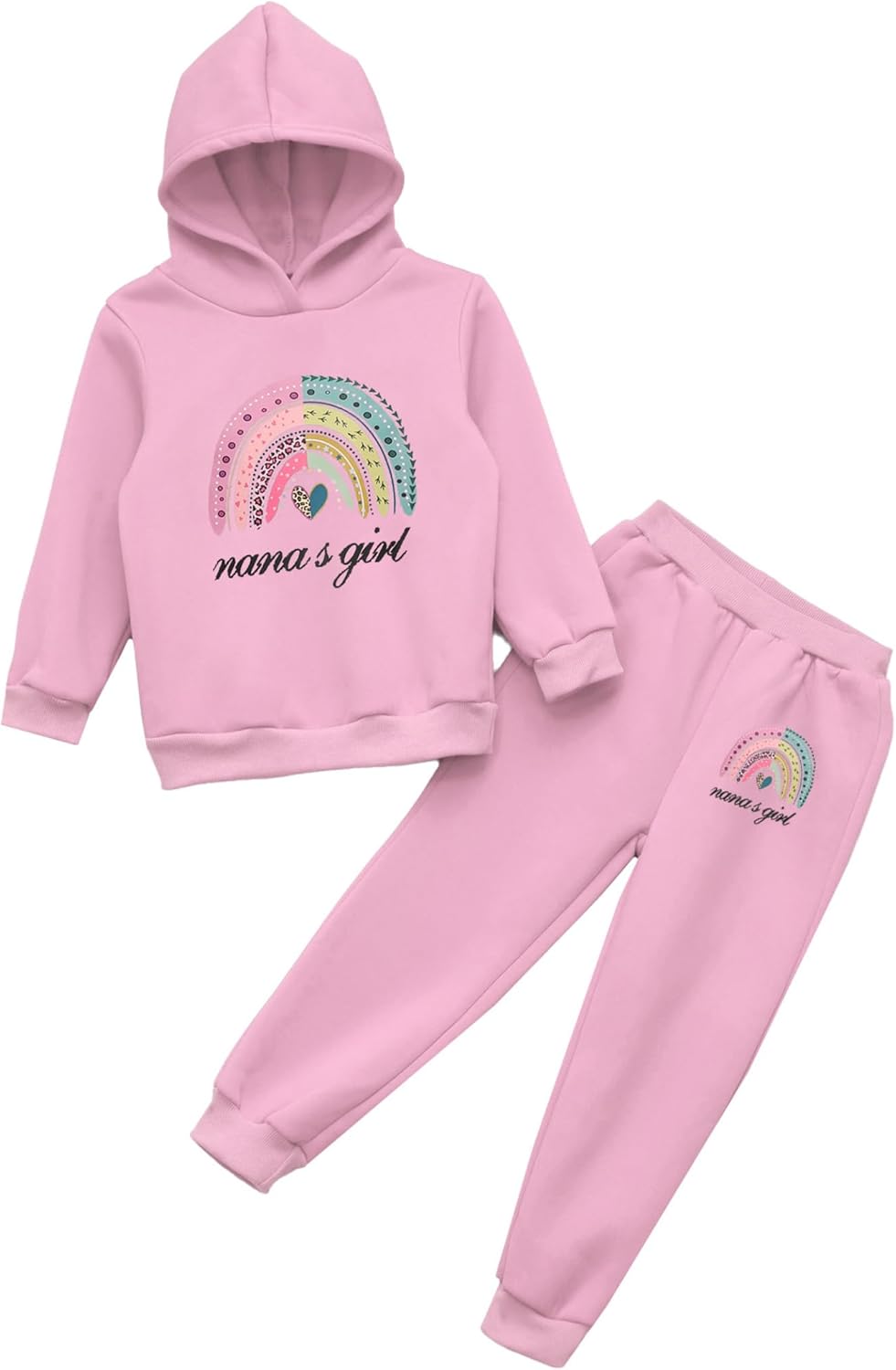 6106BOvuE7L._AC_SL1500_.jpg Kvysinly Girls Clothes Rainbow Print Long Sleeve Hoodie Tops with Stretch Pants Spring Fall Winter Outfits - Image 1