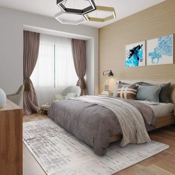 Tinyboy-hbq Area Rug Living Room Rugs Grey Modern Luxury Rug Soft Short Pile Carpet Modern Style Decorative Rugs for Living Room Bedroom (Grey/Beige, 120 x 160 cm) - Image 4