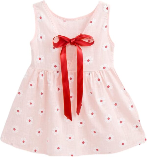 amropi Baby Girl's Flower Printed Dress Sleeveless Cotton A-Line Summer Dresses for 0-5 Years - Image 5