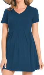Bearsland Women’s Short Sleeve V-Neck Maternity Nursing Dress for Breastfeeding with Pocket - Image 3