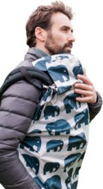 BundleBean - Babywearing Lightweight Raincover (Grey Elephant) - Waterproof & Windproof Baby Carrier, Includes Storage Bag, Silky-Soft Waterproof Fabric, Universal Fit, New Born to 4 Years Old