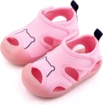 Barefoot Shoes Toddler Sole Flat Soft Walking Girls Bear Sandals Sneaker Rubber Non-Slip Kids Shoes Boy Baby Shoes Slip on Flip Flops for Girls (Pink, 9-12 Months) - Image 3