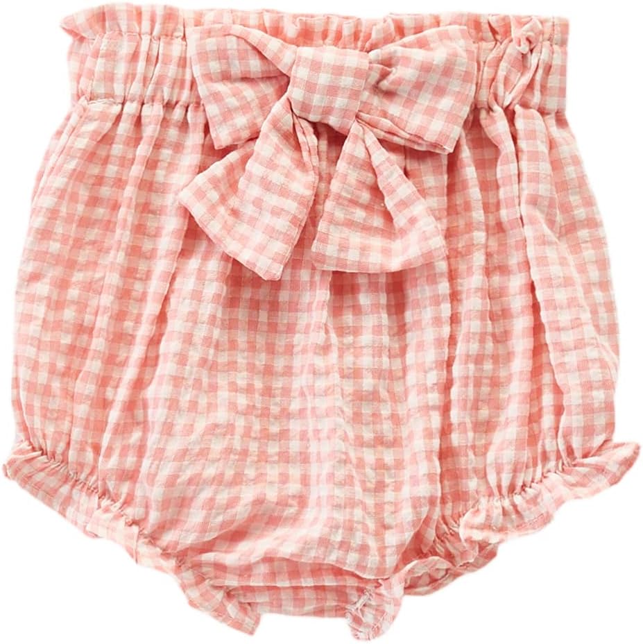 611FvXwH1RL._AC_SL1500_.jpg YILEEGOO Newborn Baby Bloomers Toddler Kids Girls Cotton Linen Bowknot Ruffle Shorts Diaper Cover - Image 1