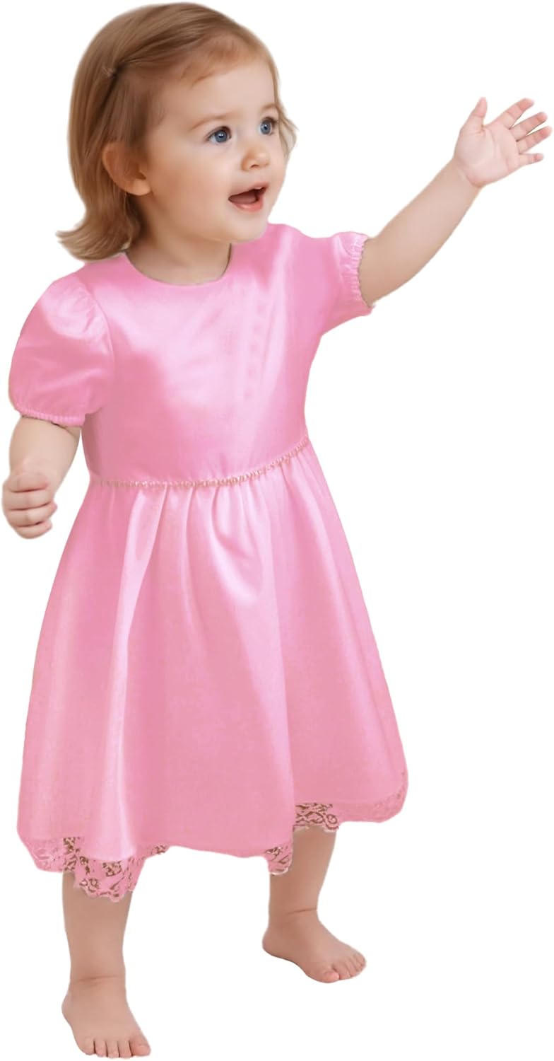 611lgtDUjnL._AC_SL1500_.jpg Choomomo Baby Girls Baptism Dress Lace Trim Christening Gown with Shorts 2-Piece Newborn Photography Outfit - Image 1