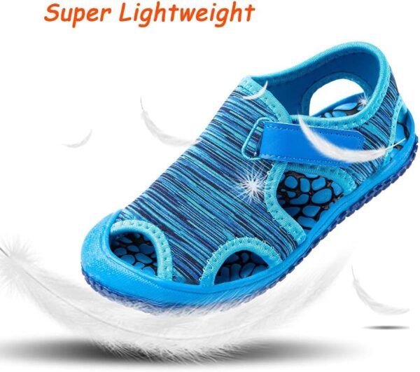 Hitmars Boys Sandals Open Toe Girls Sandals Sports Summer Kids Trekking Shoes Breathable Beach Pool Camouflage Knit Blue Pink Purple Size 4-12 UK Child - Image 3