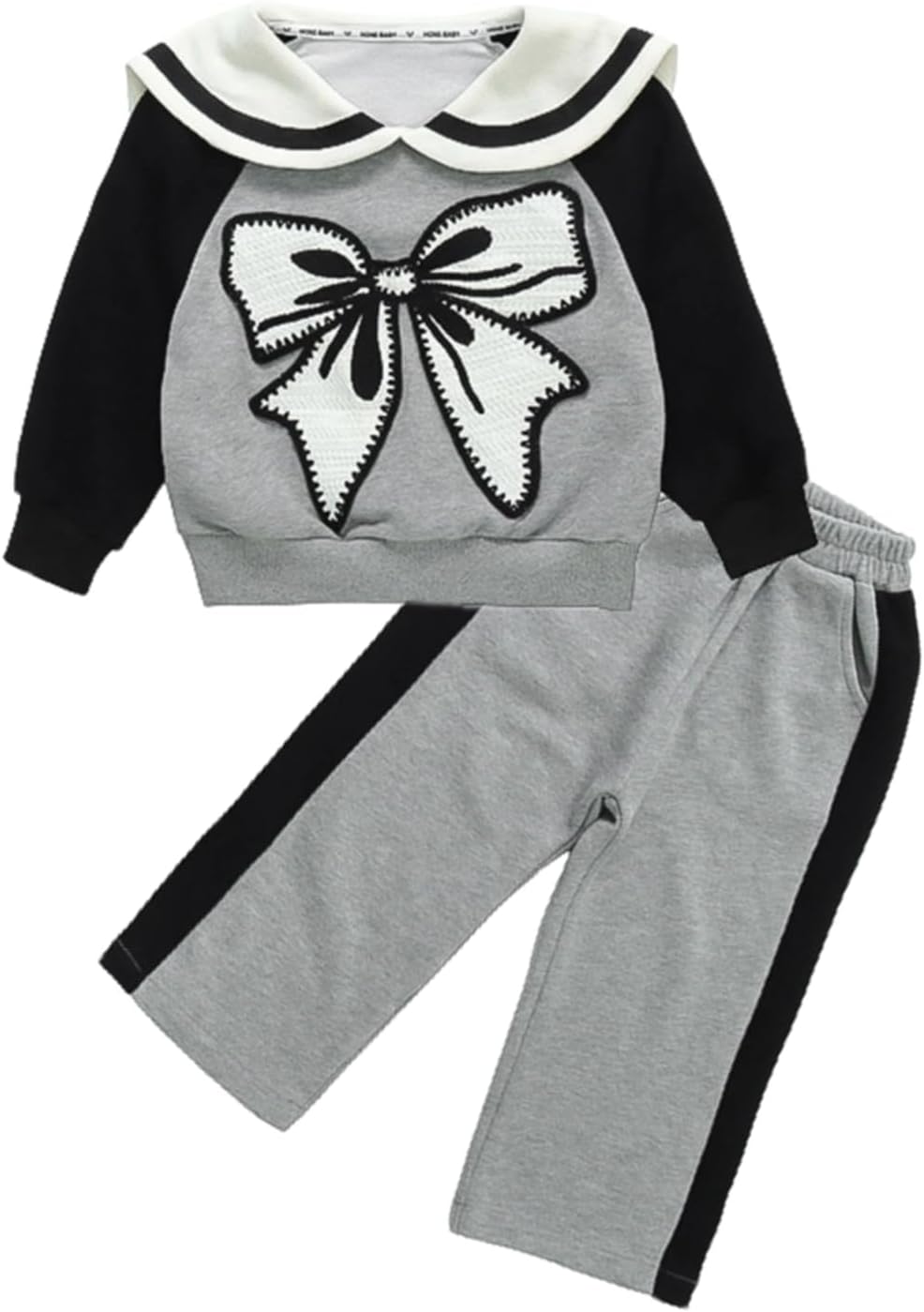 6124IQH32gL._AC_SL1500_.jpg Valcatch Kids Girls Outfits Clothes Set Cute Bowknot Print Contrast color Long Sleeve Cotton Shirt Jumper Pullover Tops Sweatshirt Pants Spring Fall 2 Piece Clothing Set 3-9 Years - Image 1