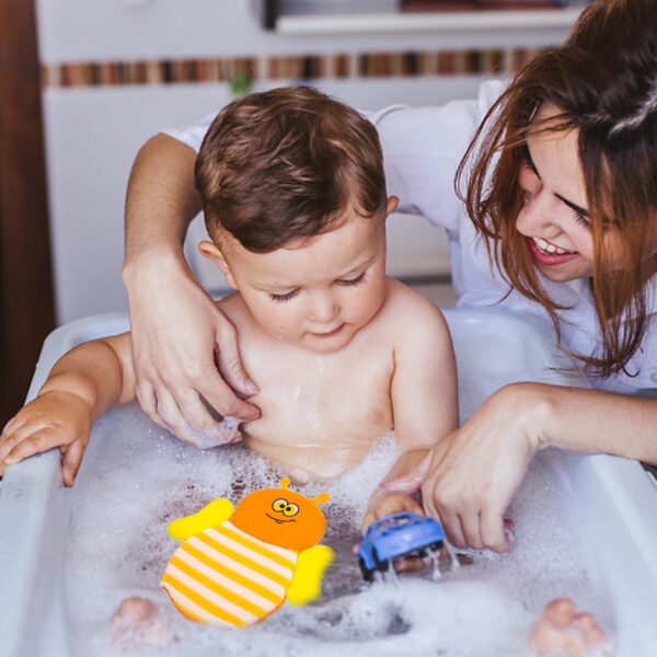 UPKOC 5pcs Baby Bath Mitt Washcloths Gloves, Cartoon Cotton Wash Towel Scrubber for Kids, Infant Bathing Mitt, Gentle Exfoliating and Cleansing Sponge Rinser Glove - Image 3