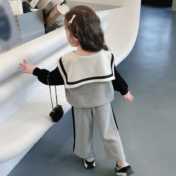 Valcatch Kids Girls Outfits Clothes Set Cute Bowknot Print Contrast color Long Sleeve Cotton Shirt Jumper Pullover Tops Sweatshirt Pants Spring Fall 2 Piece Clothing Set 3-9 Years - Image 5