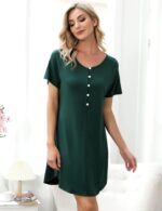 Uniexcosm Women's Maternity Nightdress Button Breastfeeding Nightwear Soft Nursing Nightgown for Pregnancy Short Sleeve Maternity Pyjamas Loungewear - Image 2