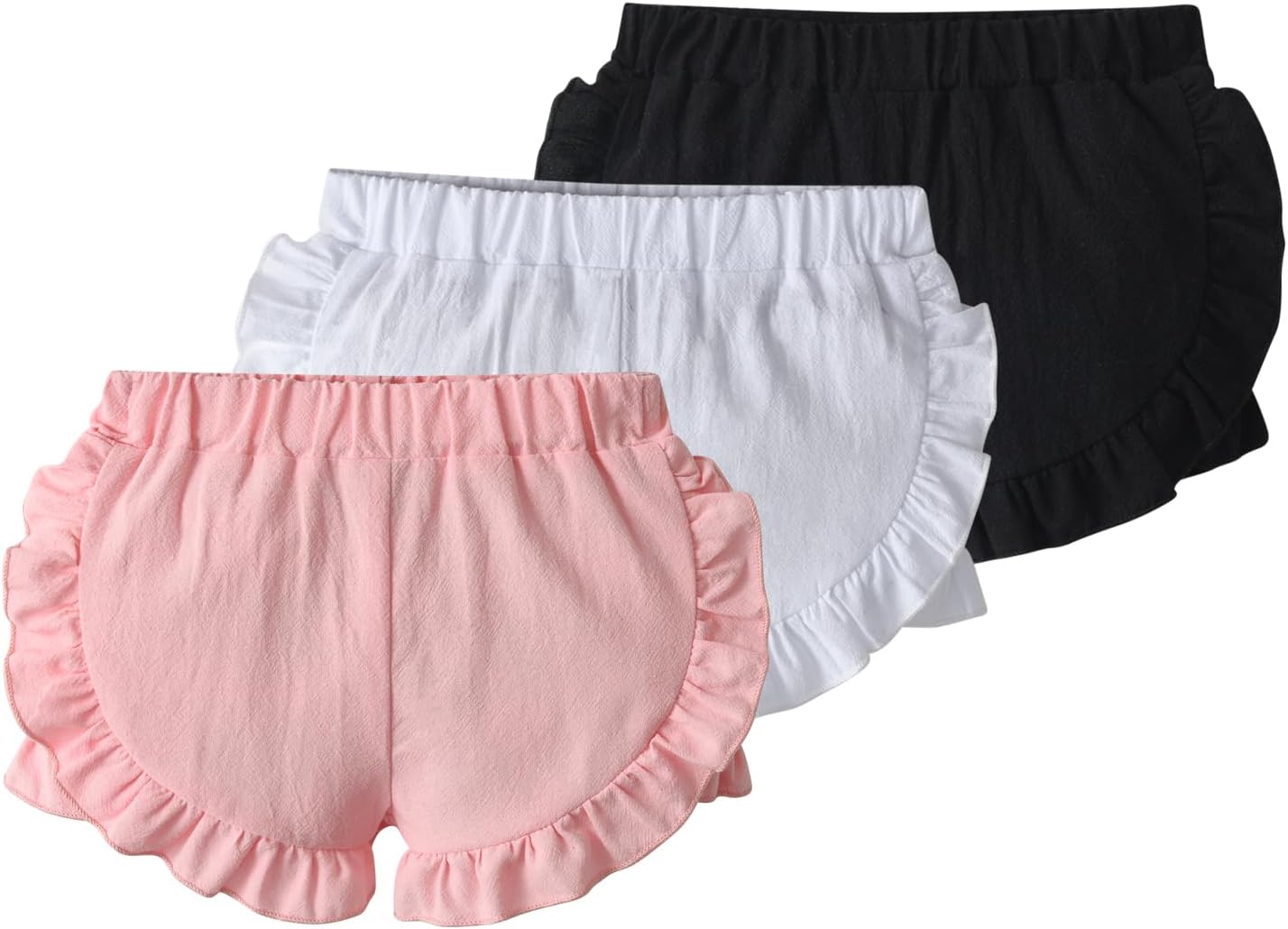 612mVC1hilL._AC_SL1500_.jpg Derouetkia Infant Baby Girl Shorts Colourful Summer with Ruffle Design 3 Pcs - Image 1