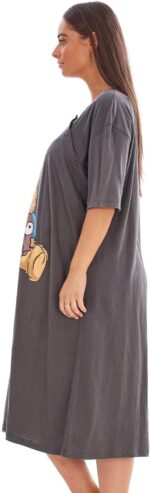 Ladies Maternity Nightdress 100% Cotton Printed Motif Breastfeeding Button Labor - Image 2