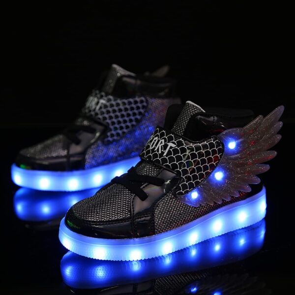 YUNICUS Kids Light up Trainers Light up Shoes USB Charging Flashing Trainers Wings High-Top LED Sneakers for Girls Boys Halloween Christmas Birthday Great Gift - Image 4