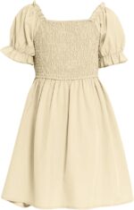 Balipig Girls Dress Puff Short Sleeve Square Neck Summer Dresses Kids Casual Elegant Party A-Line Skirt Clothes for Girl 3-14 Years - Image 6