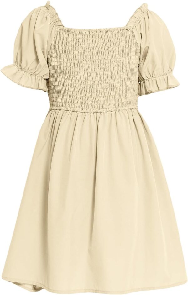 Balipig Girls Dress Puff Short Sleeve Square Neck Summer Dresses Kids Casual Elegant Party A-Line Skirt Clothes for Girl 3-14 Years - Image 6