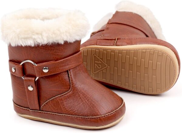 SRTUMEY Baby Girls Winter Snow Boots Kids Snow Boots Fully Faux Fur Lined Winter Snow Boots Ankle Boots Windproof Non Slip Kids Snow Boot Winter Baby Boys Girls Shoes Xmas Gifts Ideas - Image 4