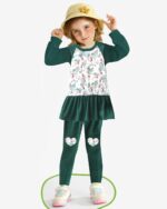 DHASIUE Girl Trousers Set Raglan Long Sleeve Ruffle Top Shirt Print Pants Kid 2 Pcs Outfits Clothes 3-7 Years - Image 2