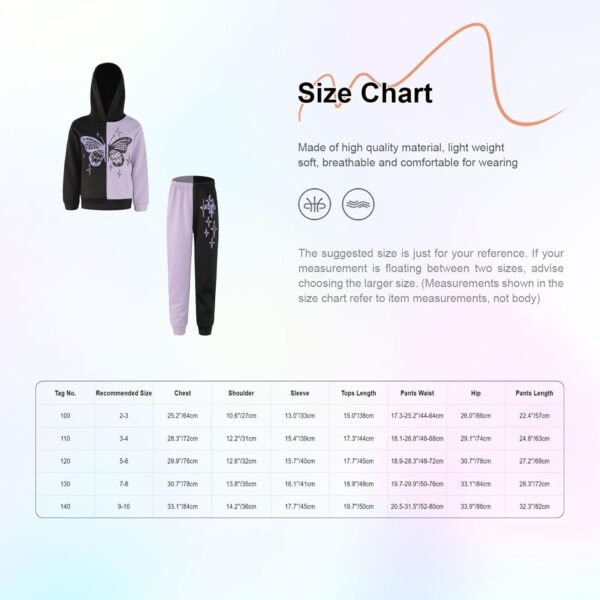 MSemis Kids Girls Butterfly Print Hoodie Sweatshirt with Trousers Clothes Set Fall Winter Warm Outfit - Image 7