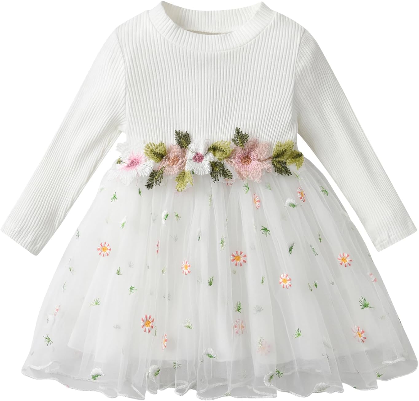 6141Oh7je-L._AC_SL1500_.jpg Tearfuty Baby Girl Clothes Dress Long Sleeve Mesh Tulle Dress - Image 1