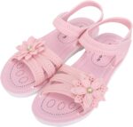 Girls Kids 𝗣ink Rubber Sandals Soft Flat Flower Summer Shoes Strap Non Slip Shower Water Sandals Childrens Fashion