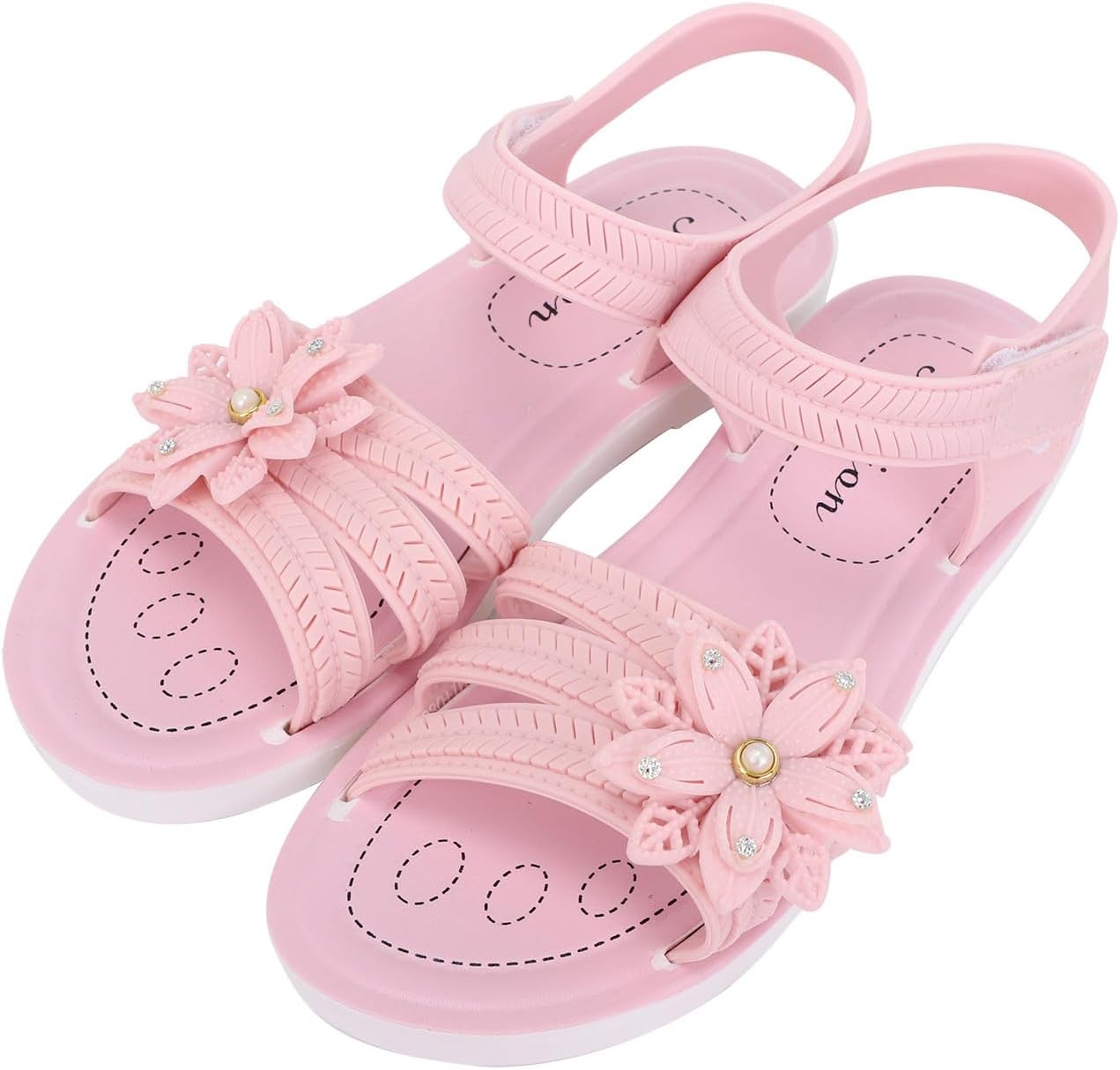 614G-XcFBxL._AC_SL1500_.jpg Girls Kids 𝗣ink Rubber Sandals Soft Flat Flower Summer Shoes Strap Non Slip Shower Water Sandals Childrens Fashion - Image 1