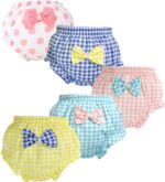 ZCXCsfp 5 Pieces Cotton Infant Girl Ruffle Panties Cute Bow Bloomers Underwear Flocked Panties, Undies Bloomers Panties Shorts for Girl 1-7 Years