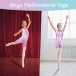 Gymnastics Leotards for Girls, Long Sleeve Kids Gymnastics Athletic Outfit with Shorts and Headband, Gradient Color Sparkling Ballet Dancing Unitards Gymnastics Outfit for Kids 5-8 Years - Image 6