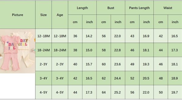 MAHUAOYIXI Baby Girl 2Pcs Birthday Outfits Short Sleeve Letter Embroidery Tops + Flare Pants Set Toddler Girls Clothes Girls Birthday Clothing Set - Image 7