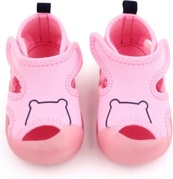 Barefoot Shoes Toddler Sole Flat Soft Walking Girls Bear Sandals Sneaker Rubber Non-Slip Kids Shoes Boy Baby Shoes Slip on Flip Flops for Girls (Pink, 9-12 Months) - Image 5