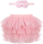 RUNQHUI Little Girls Ruffle Layered Tulle Bloomers Elastic Waistband Bowknot Tutu Skirts for Birthday Party - Image 2