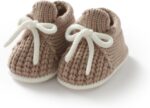 LAWKUL Baby Booties Knit Newborn Shoes Cozy First Walkers Infant Toddler Boots for Boy Girls 0-3 Months