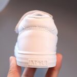 Boys Girls Sneakers Kids Sports Athletic Shoes Walking Shoes Little Kid/Big Kid Girls Sports Shoes Fashionable New Pattern Solid Color Flat Bottom Thick Sole Comfortable Casual White - Image 9