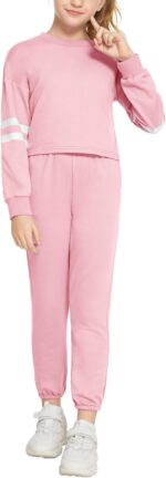 Arshiner Girls Tracksuit Set Kids 2 Piece Loungewear Activewear Outfits Girls Crop Tops Hoodies Long Sleeve Fashion Sweatshirts and Sweatpants 5-13 Years - Image 5