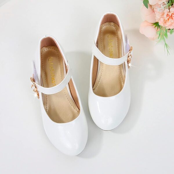 Girls White Dress Shoes Girls High Heeled Shoes Princess Shoes Primary School Students Single Shoes Children Leather Shoes Dress Shoes Boys' Loafers - Image 5